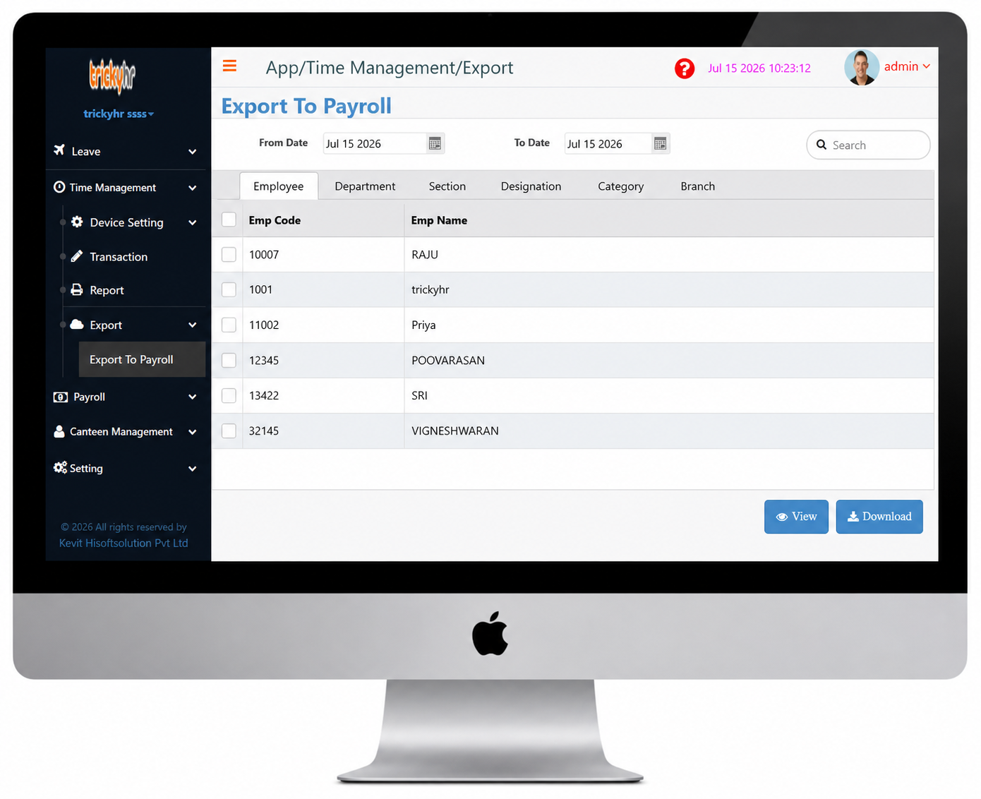Export to Payroll